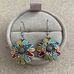Brighton French wire hand-enameled beautiful flower earrings!  Retired!